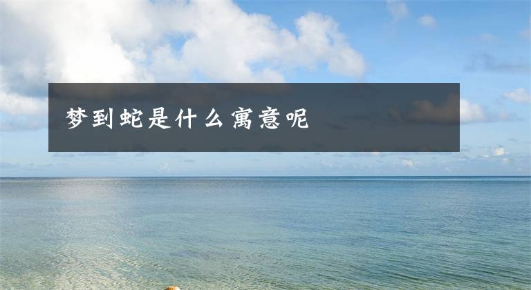 梦到蛇是什么寓意呢