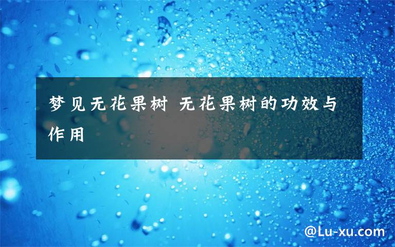 梦见无花果树 无花果树的功效与作用