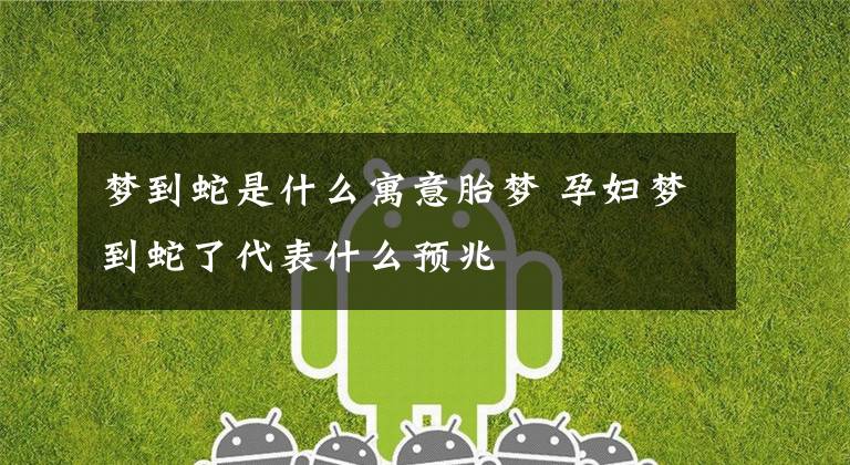 梦到蛇是什么寓意胎梦 孕妇梦到蛇了代表什么预兆