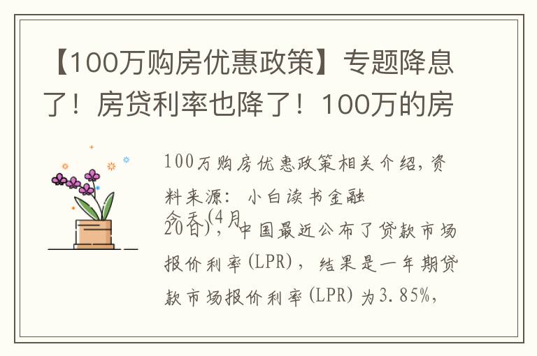 【100万购房优惠政策】专题降息了!房贷利率也降了!100万的房贷,月供节省60元