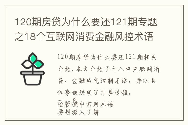 120期房贷为什么要还121期专题之18个互联网消费金融风控术语介绍及实例展示