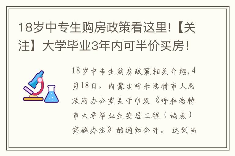 18岁中专生购房政策看这里!【关注】大学毕业3年内可半价买房！为了抢人，这个城市拼了