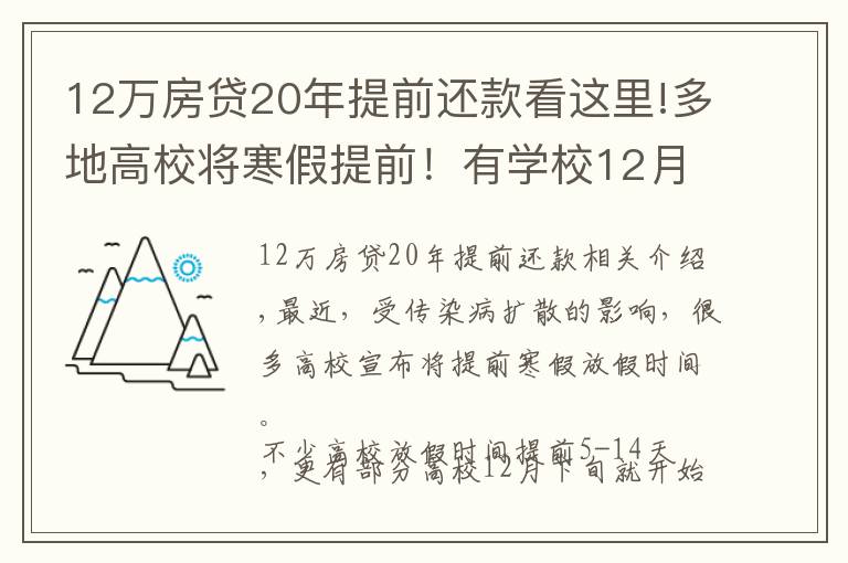 12万房贷20年提前还款看这里!多地高校将寒假提前!有学校12月下旬开启假期