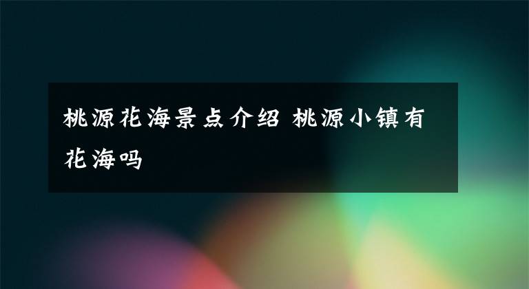 桃源花海景点介绍 桃源小镇有花海吗