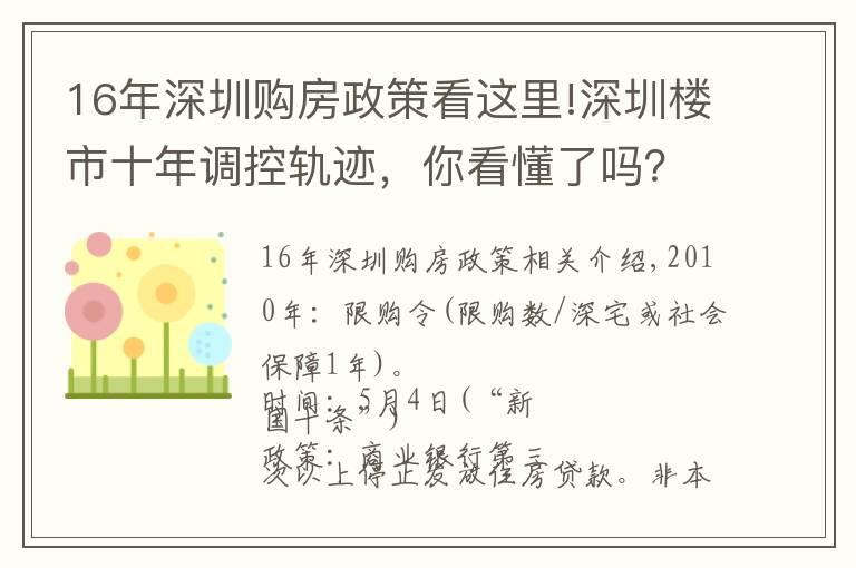 16年深圳购房政策看这里!深圳楼市十年调控轨迹,你看懂了吗?