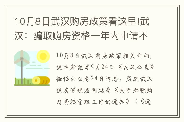 10月8日武汉购房政策看这里!武汉：骗取购房资格一年内申请不受理