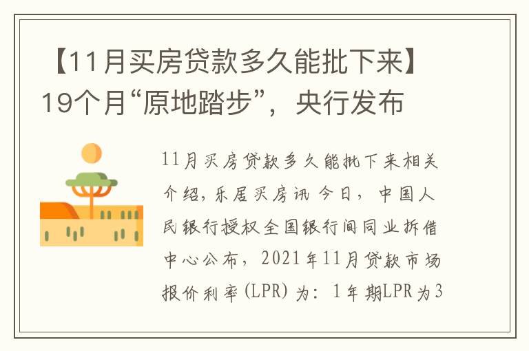 【11月买房贷款多久能批下来】19个月“原地踏步”,央行发布11月LPR