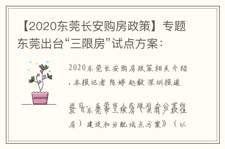 【2020东莞长安购房政策】专题东莞出台“三限房”试点方案:符合条件可购完全产权