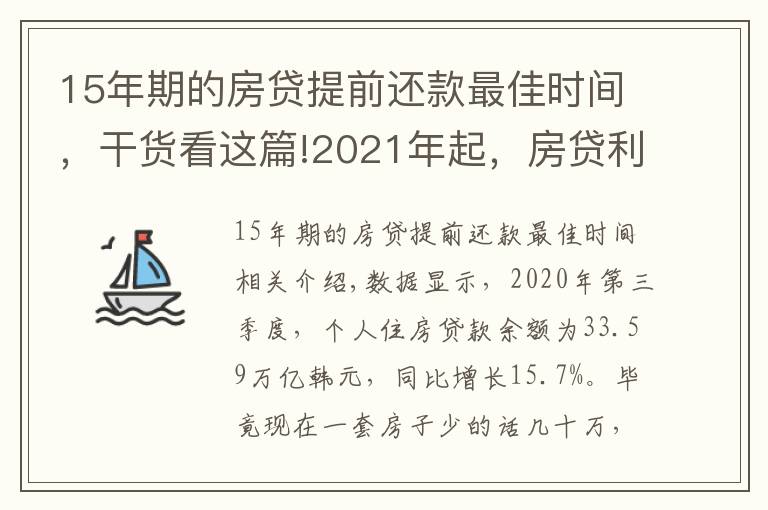 15年期的房贷提前还款最佳时间，干货看这篇!2021年起，房贷利率要下调？新规下，提前还款最好超过1年