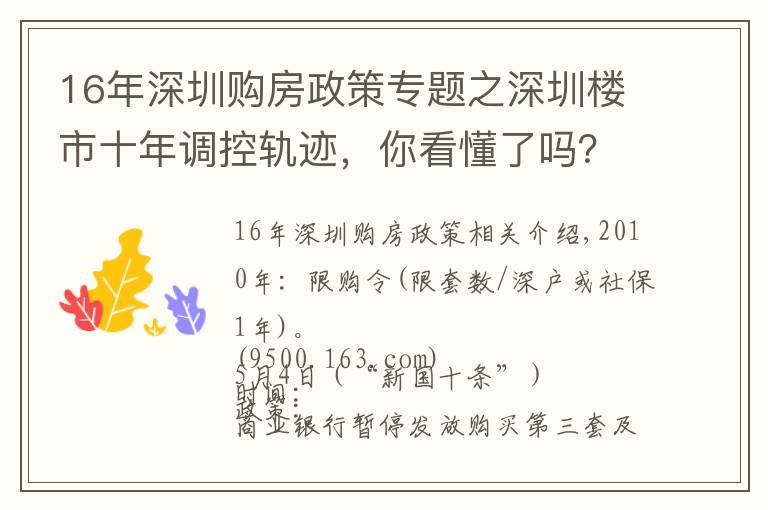 16年深圳购房政策专题之深圳楼市十年调控轨迹,你看懂了吗?
