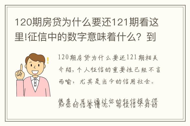 120期房贷为什么要还121期看这里!征信中的数字意味着什么?到底是什么意思?
