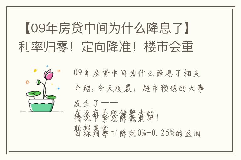 【09年房贷中间为什么降息了】利率归零!定向降准!楼市会重回2009年吗?