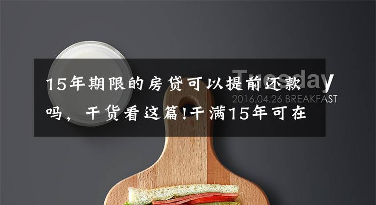 15年期限的房贷可以提前还款吗,干货看这篇!干满15年可在互联网公司提前退休?