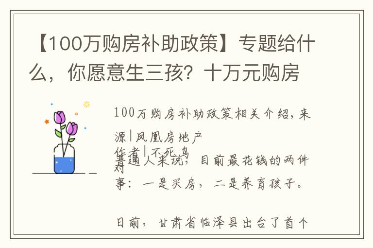 【100万购房补助政策】专题给什么,你愿意生三孩?十万元购房补贴够吗?