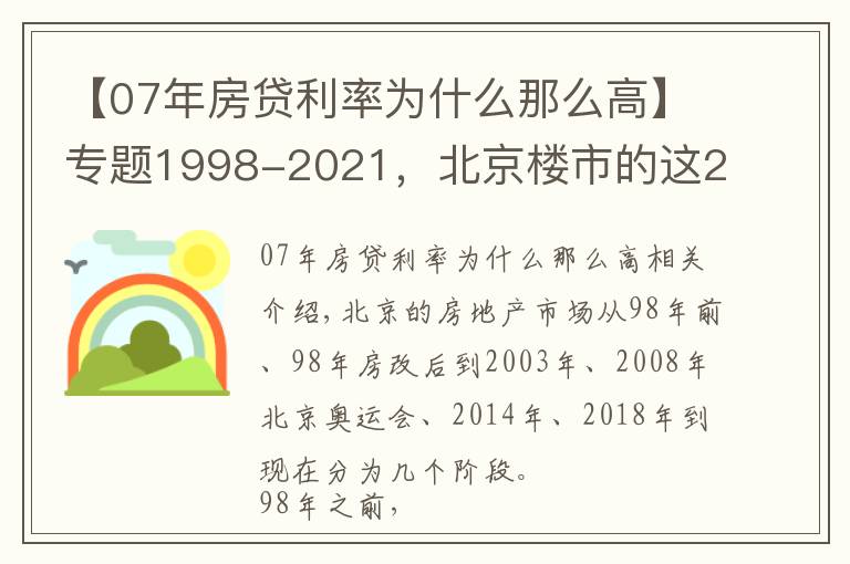 【07年房贷利率为什么那么高】专题1998-2021,北京楼市的这23年