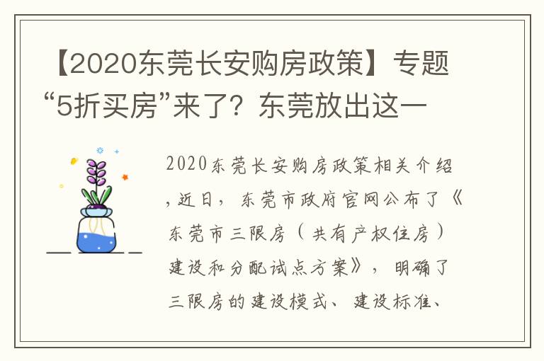 【2020东莞长安购房政策】专题“5折买房”来了?东莞放出这一大招,有何意义?