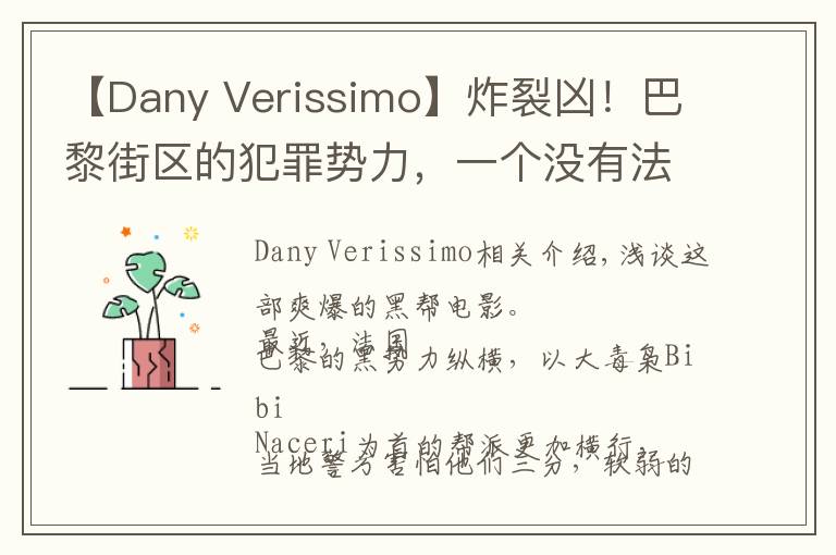 【Dany Verissimo】炸裂凶!巴黎街区的犯罪势力,一个没有法律制度的地方