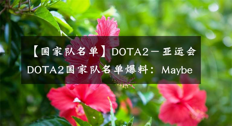 【国家队名单】DOTA2－亚运会DOTA2国家队名单爆料：Maybe.AME强势入选