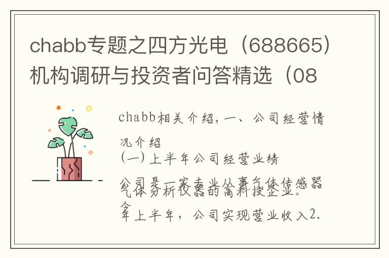 chabb专题之四方光电(688665)机构调研与投资者问答精选(0817)