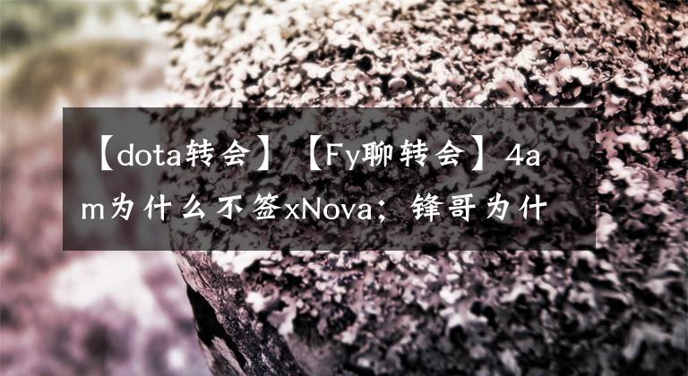 【dota转会】【Fy聊转会】4am为什么不签xNova;锋哥为什么没加入LGD;俱乐部和选手的收入来源