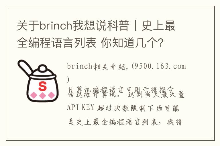 关于brinch我想说科普丨史上最全编程语言列表 你知道几个？