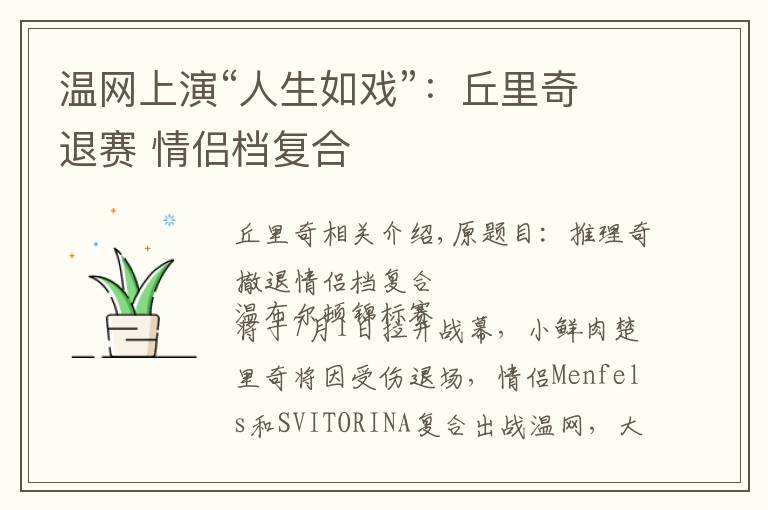 温网上演“人生如戏”:丘里奇退赛 情侣档复合