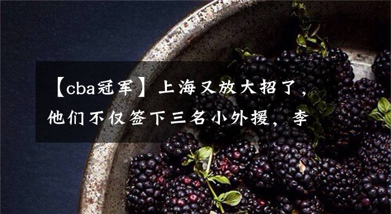 【cba冠军】上海又放大招了,他们不仅签下三名小外援,李春江还要强斩总冠军