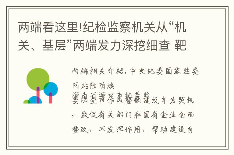 两端看这里!纪检监察机关从“机关、基层”两端发力深挖细查 靶向纠治不担当不作为