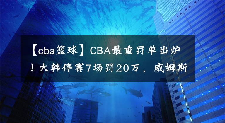 【cba篮球】CBA最重罚单出炉!大韩停赛7场罚20万,威姆斯停赛5场罚14万