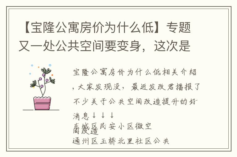 【宝隆公寓房价为什么低】专题又一处公共空间要变身,这次是在丰台区