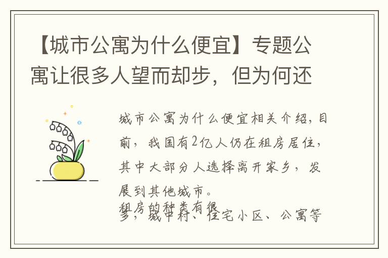 【城市公寓为什么便宜】专题公寓让很多人望而却步，但为何还会受人们哄抢？经济学家给出答案