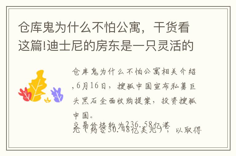 仓库鬼为什么不怕公寓，干货看这篇!迪士尼的房东是一只灵活的巨兽