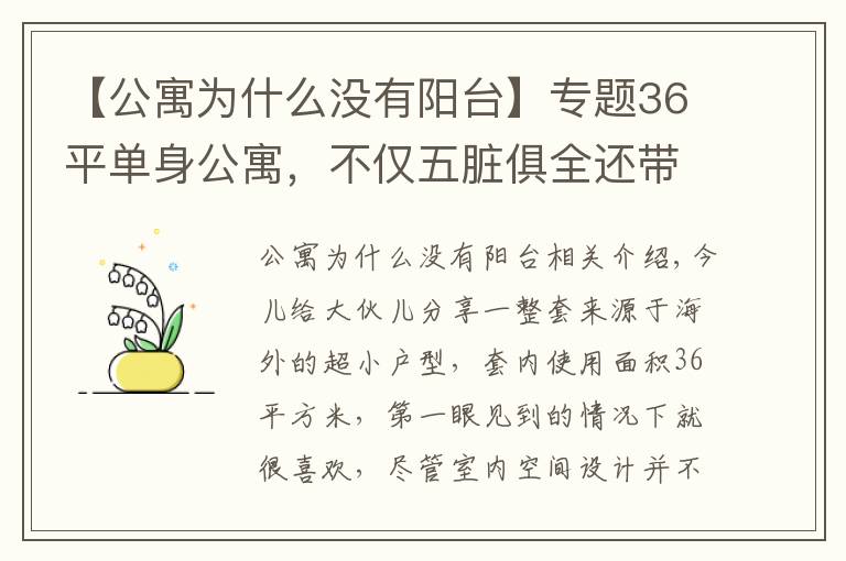 【公寓为什么没有阳台】专题36平单身公寓,不仅五脏俱全还带阳台,实在是太让人羡慕了