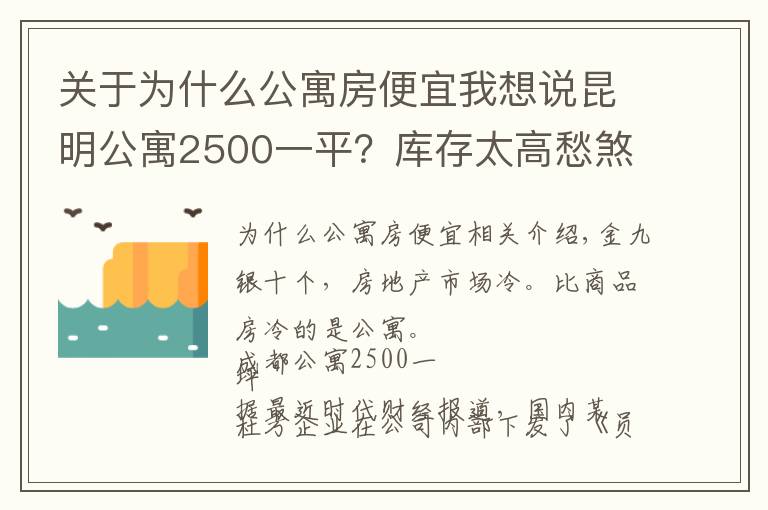 关于为什么公寓房便宜我想说昆明公寓2500一平？库存太高愁煞人