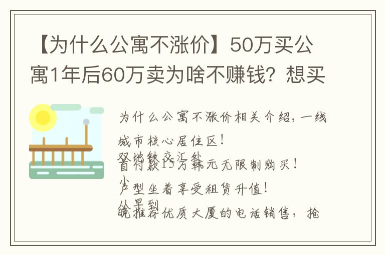 【为什么公寓不涨价】50万买公寓1年后60万卖为啥不赚钱?想买公寓的先看看