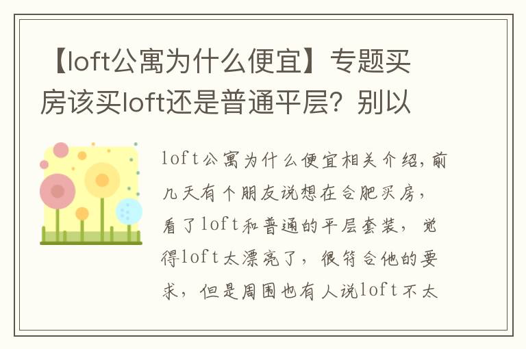 【loft公寓为什么便宜】专题买房该买loft还是普通平层?别以为loft便宜好看,其实猫腻超多!