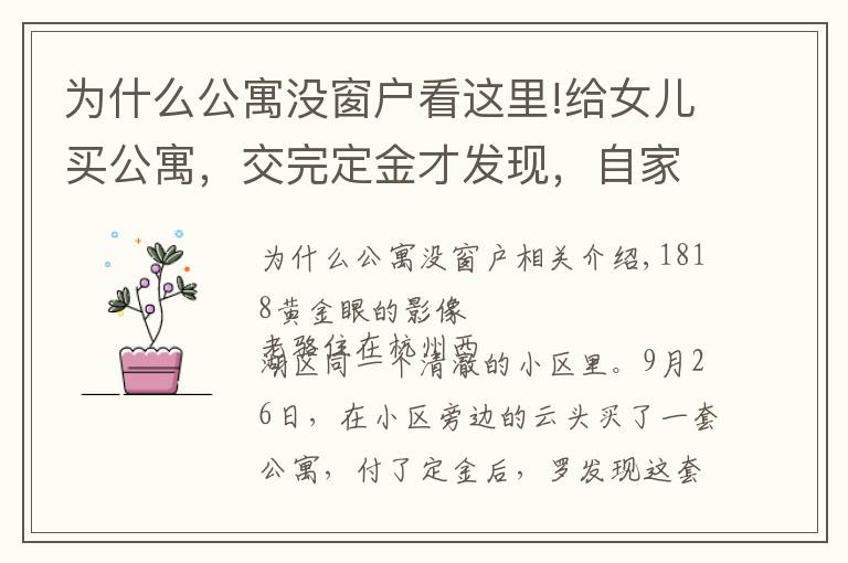 为什么公寓没窗户看这里!给女儿买公寓,交完定金才发现,自家窗户比其它的窄?