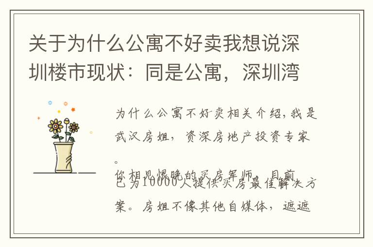 关于为什么公寓不好卖我想说深圳楼市现状：同是公寓，深圳湾被一抢而空，普通公寓无人问津！