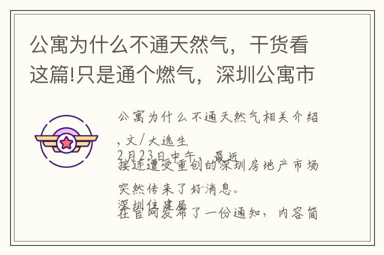 公寓为什么不通天然气,干货看这篇!只是通个燃气,深圳公寓市场就High了?