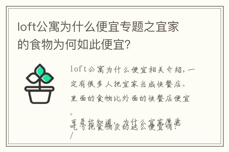 loft公寓为什么便宜专题之宜家的食物为何如此便宜?