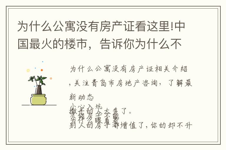 为什么公寓没有房产证看这里!中国最火的楼市,告诉你为什么不能买公寓