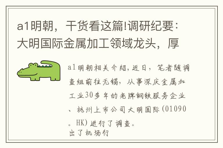 a1明朝,干货看这篇!调研纪要:大明国际金属加工领域龙头,厚积薄发业绩释放正当时