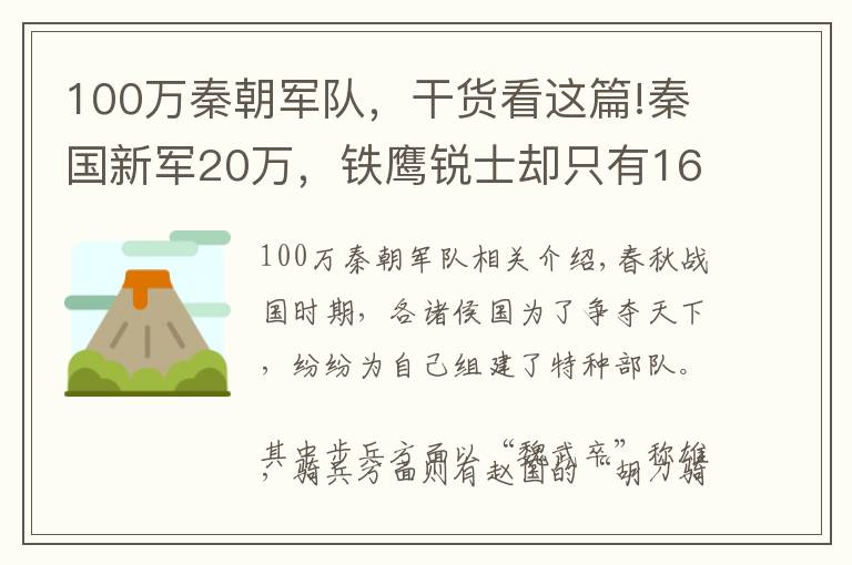 100万秦朝军队,干货看这篇!秦国新军20万,铁鹰锐士却只有1600人,选拔难度为何如此大?