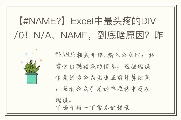 【#NAME?】Excel中最头疼的DIV/0!N/A、NAME,到底啥原因?咋解决?