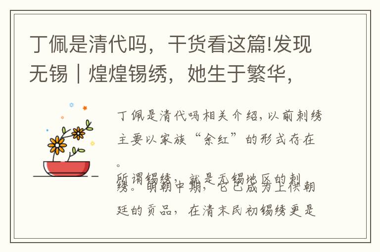 丁佩是清代吗，干货看这篇!发现无锡｜煌煌锡绣，她生于繁华，走向孤寂