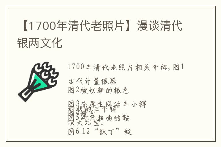 【1700年清代老照片】漫谈清代银两文化