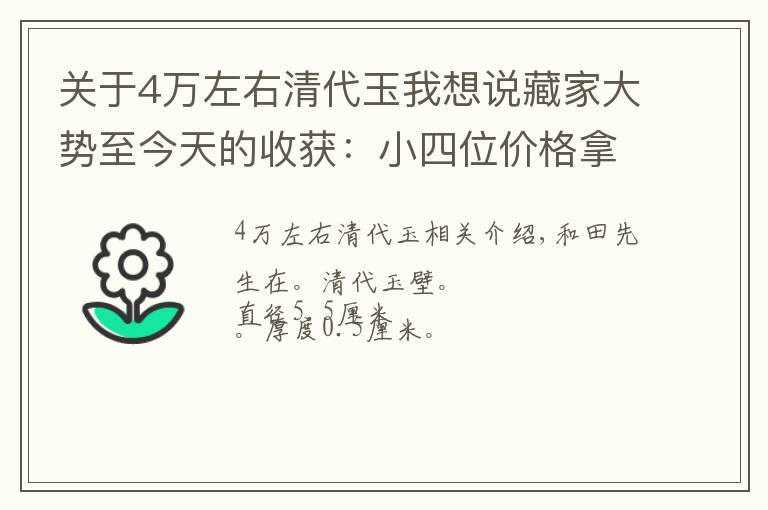 关于4万左右清代玉我想说藏家大势至今天的收获：小四位价格拿下清代和田玉璧，大家欣赏