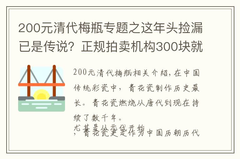200元清代梅瓶专题之这年头捡漏已是传说?正规拍卖机构300块就能买一个清朝青花瓷