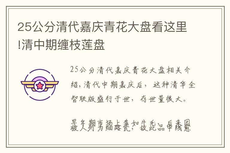 25公分清代嘉庆青花大盘看这里!清中期缠枝莲盘