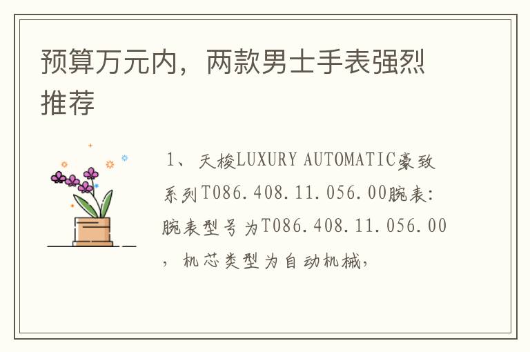 预算万元内,两款男士手表强烈推荐